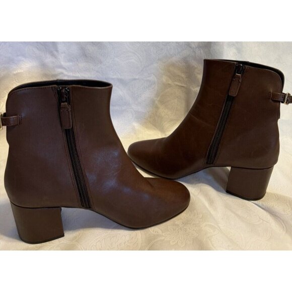 Cole Haan Women's Boots Grand 360 Brown Leather Square Heel Ankle Size 8 - Picture 1 of 11